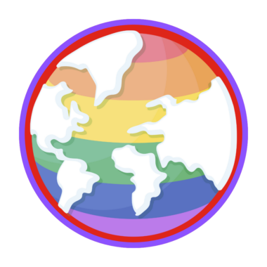 A stock image of the globe with the countries set against a rainbow sea to represent LGBTQ+ rights A stock image of the globe with the countries set against a rainbow sea to represent LGBTQ+ rights