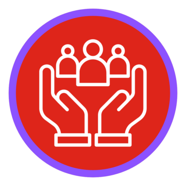 An icon representing well-being of staff and volunteers An icon representing well-being of staff and volunteers